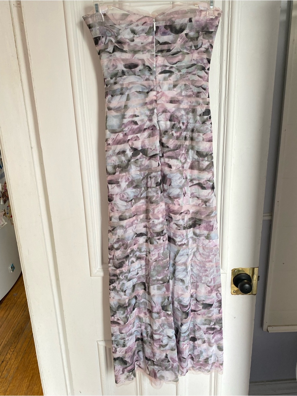 BCBGMaxAzria White Mesh Panel Dress With Ruffles - Picture 6 of 10
